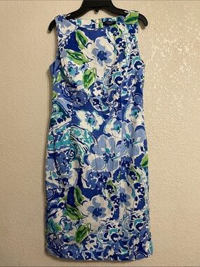 Chaps Floral Sheath Dress in Blue, Green & White Size 6